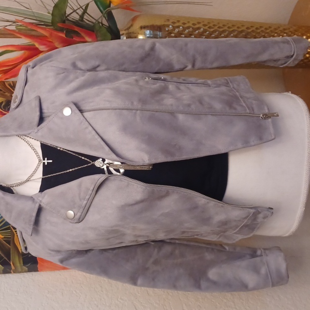 Faux Suede Moto Jacket